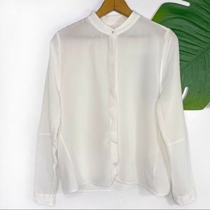 ALL SAINTS • 100% silk cream long sleeve shirt